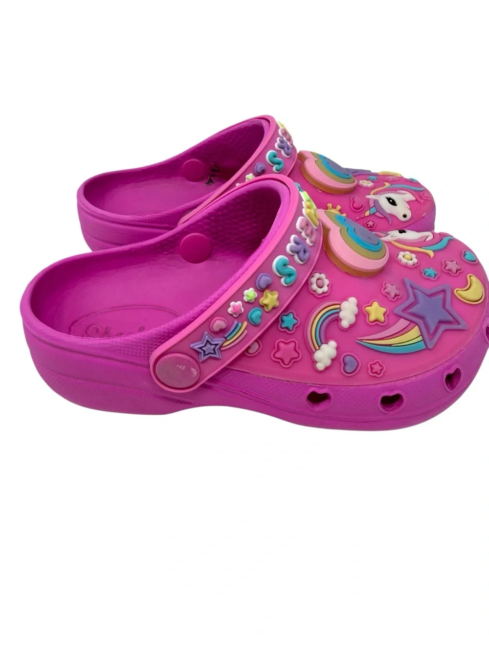 Skechers Pink Unicorn Rainbow Light Up clog style Play Shoes Girls Size 9/10